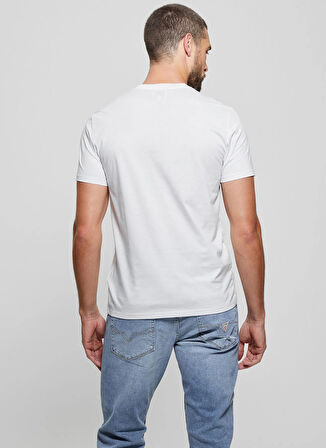 Guess Bisiklet Yaka Desenli Beyaz Erkek T-Shirt M4GP39K7HD0G011 SS GUESS EMB PIMA