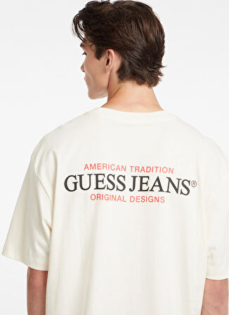 Guess Jeans Krem Erkek T-Shirt M4BI75K8FQ4G053 GJ SS CN OS AMERICA