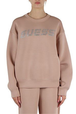Kadın CECILIA CN Taşlı Logolu Sweatshirt - Vizon | L