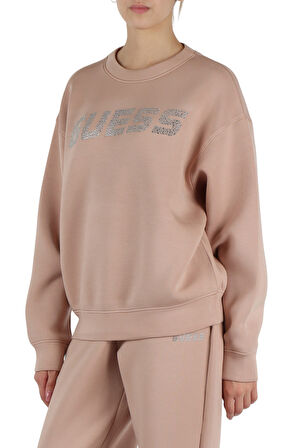 Kadın CECILIA CN Taşlı Logolu Sweatshirt - Vizon | L