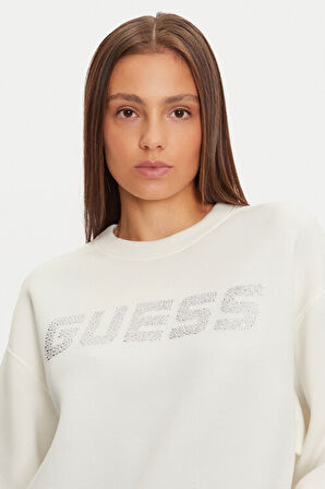 Kadın CECILIA Parlak Logolu Sweatshirt - Krem  | XS