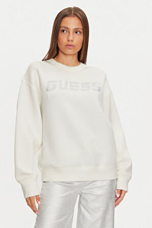 Kadın CECILIA Parlak Logolu Sweatshirt - Krem  | M