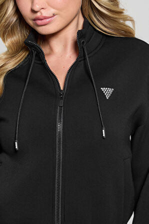 Kadın Fermuarlı Sweatshirt - Siyah | XS