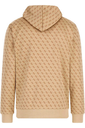 Guess Erkek  Logolu Kahverengi Sweatshirt