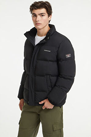 Erkek Regular Şişme Mont - Siyah | S