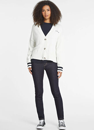 Guess Jeans Beyaz Kadın Hırka GJ LS VN GUESS J EMB - ORGANIC COTT