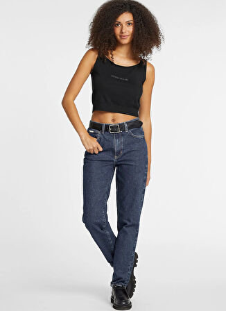 Guess Jeans Yuvarlak Yaka Düz Siyah Kadın Bluz GJ SCOOP GUESS J EMB - REC POLY CHE