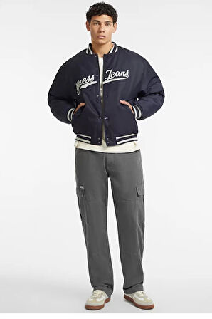 Guess Jeans GJ BOMBER WITH PATCH Erkek Lacivert Ceket M4BL24WG932-A71W