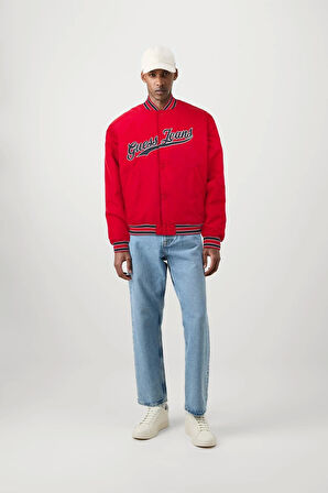 Guess Jeans GJ BOMBER WITH PATCH Erkek Kırmızı Mont M4BL24WG932-G585