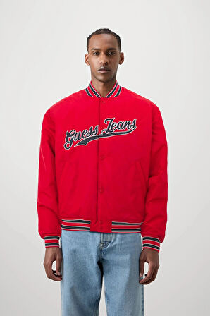 Guess Jeans GJ BOMBER WITH PATCH Erkek Kırmızı Mont M4BL24WG932-G585