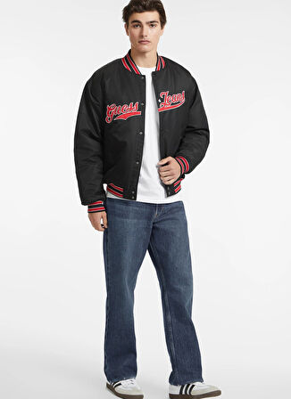 Guess Jeans Siyah Erkek Mont M4BL24WG932JBLK GJ BOMBER WITH PATC