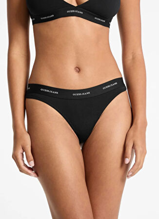 Guess Jeans Siyah Kadın Bikini Külot GJ THONG - ECO CUDDLE JERSEY 180 gr