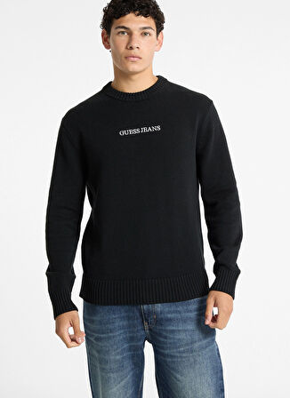 Guess Jeans Siyah Erkek Kazak M4BR31Z3HM1JBLK GJ LS CN GUESS J EM