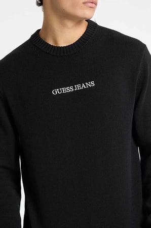 Erkek Bisiklet Yaka Logolu Pamuklu Triko - Siyah | 2XL