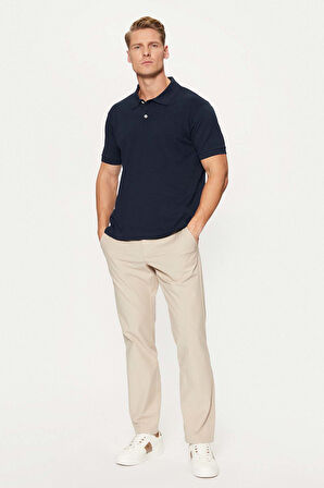 Erkek Regular Fit Pamuklu Basic T-Shirt - Lacivert | 2XL