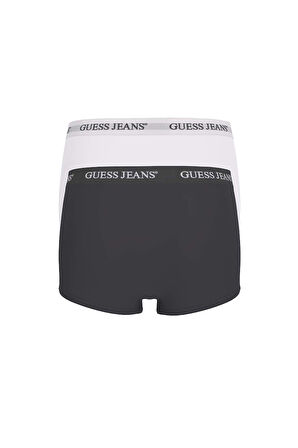 Erkek GJ 2'li Trunk Boxer - Beyaz Siyah | S