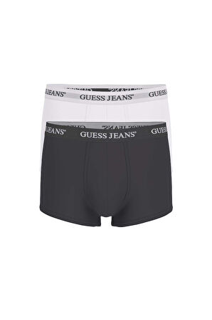 Erkek GJ 2'li Trunk Boxer - Beyaz Siyah | S