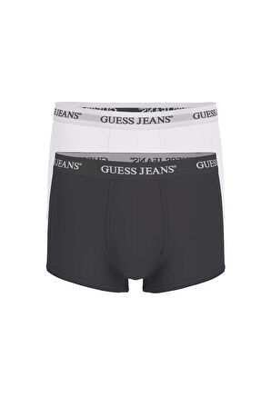Erkek GJ 2'li Trunk Boxer - Beyaz Siyah | M