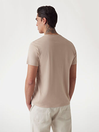 Guess Erkek Bej Guess Nakışlı Pima Tişört