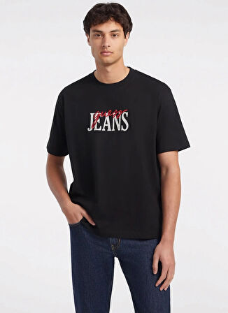 Guess Bisiklet Yaka Desenli Siyah Erkek T-Shirt M4BI15K8FQ4JTMU GO PRINTED BAKER L