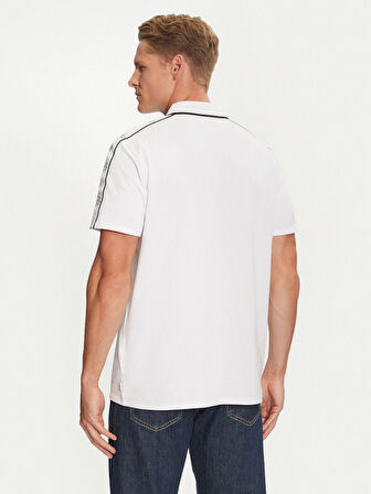Guess Erkek Beyaz Quattro G Şeritli Polo Tişört
