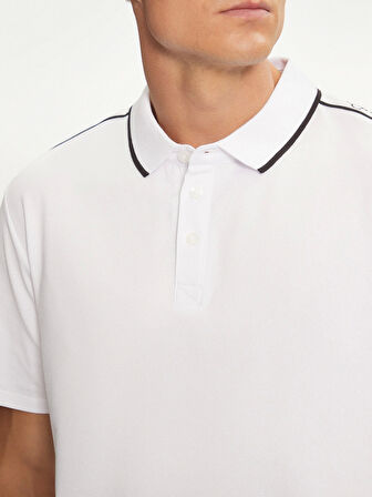 Guess Erkek Beyaz Quattro G Şeritli Polo Tişört