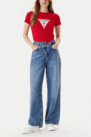 Guess Jeans Kadın Kırmızı Slim Fit T-Shirt W4YI04J1314-G585