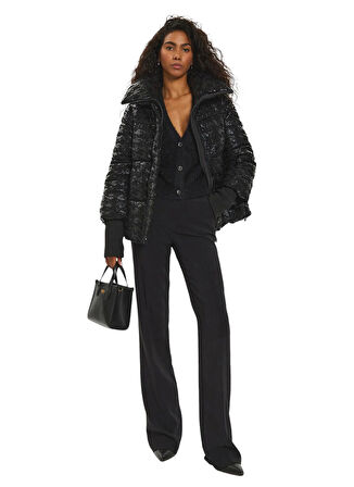 Guess Siyah Kadın Mont MELIE HOUNDSTOOTH PU - POLY MIX HOU