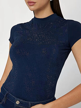 Guess Mock Kadın Mavi Slim Fit T-Shirt W4BI26J1314-G77G