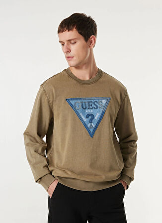 Guess Yeşil Erkek Sweatshırt M4BQ17KCIF1G8F6 TRIANGLE PATCH CN S