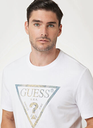 Guess Beyaz Erkek T-Shirt M4BI35J1314G011 SS CN MULTICOL TRIA