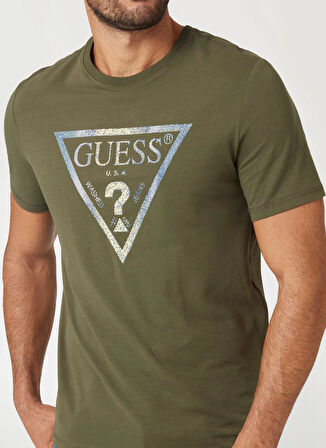 Guess Yeşil Erkek T-Shirt M4BI35J1314G8F6 SS CN MULTICOL TRIA