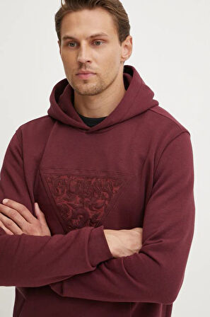 Erkek EMBROIDERED İşleme Desenli Sweatshirt - Bordo  | L