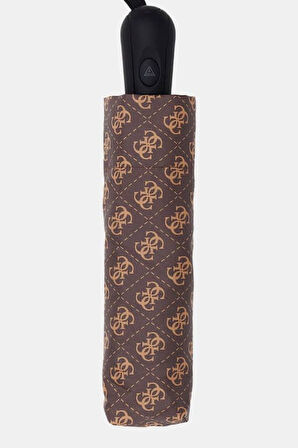 Kadın Monogram Desenli Otomatik Katlanır Şemsiye - Kahverengi | undefined