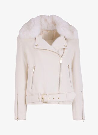 Guess Normal Beyaz Kadın Ceket NANCY FAUX FUR JACKE - RECY COMPACT