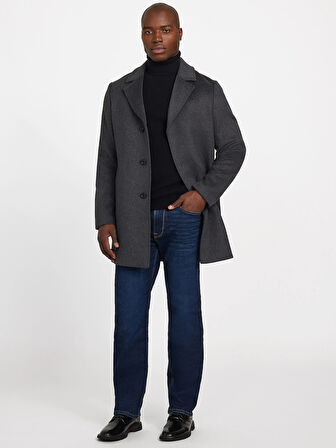 Guess Melton Erkek Siyah Yün Karışımlı Kaban M4BL3SWGJ82-DWHT