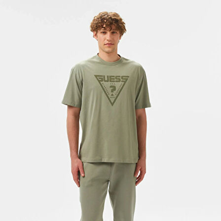 Guess Erkek Yeşil Logolu T-Shirt