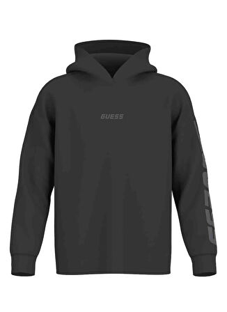 Z4BQ03KAIJ1JBLK DALIM OVER HOODED Siyah Kapüşon Yaka Standart Fit Desenli Erkek Sweatshirt