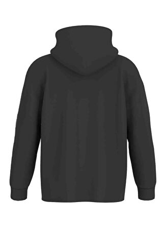 Z4BQ03KAIJ1JBLK DALIM OVER HOODED Siyah Kapüşon Yaka Standart Fit Desenli Erkek Sweatshirt