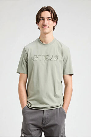 Guess Erkek Yeşil Logolu T-Shirt