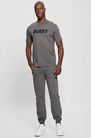 Guess Erkek Gri Logolu Nakış İşlemeli T-Shirt