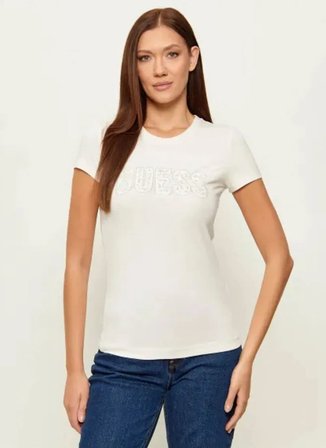 Guess Beyaz Kadın Slim Fit T-Shirt W5GI04J1314-G012