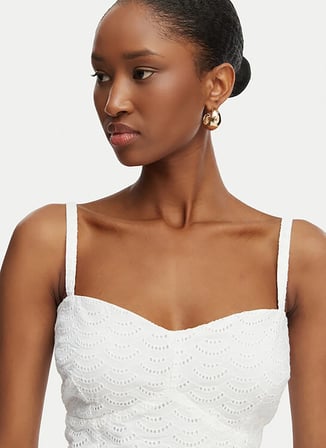 Guess Beyaz Kadın Kalp Yaka Comfort Fit Nakışlı Gömlek W6GH47W1880-G011
