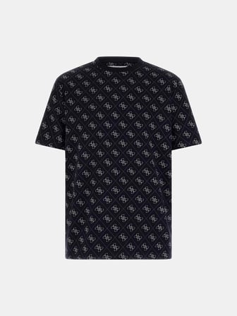 Guess Bisiklet Yaka Kısa Kollu Jakarlı 4G Örme Erkek Lacivert T-shirt M6GP34K3200-FBDB