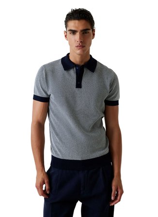 Guess Lacivert Erkek Regular Fit Armürlü Polo T-Shirt M6GR01Z0554-FBFF Laci Polo T-Shirt