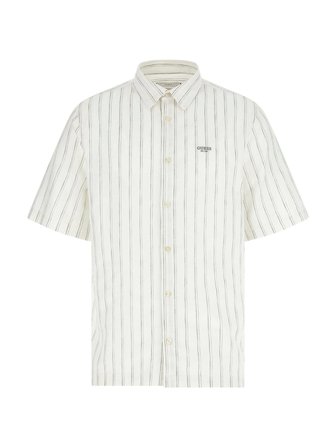 Guess Kısa Kollu Efekt İplikli Erkek Ekru Gömlek M6GH26W1716-SM1S