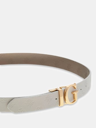 Guess Ella Logolu Ayarlanabilir ve Çift Taraflı Kadın Krem Kemer BW7861P3430-DRM