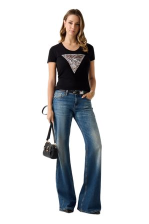 Guess W6GI19K3042K3042 Ss Cn Zebra Triangle Kadın Tişört