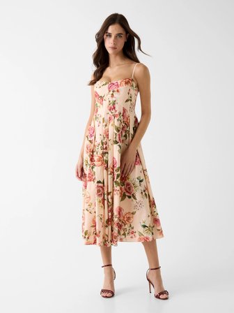 Guess Kolsuz Bria Keten Kadın Çok Renkli Elbise W6GKAFW2558-PMM9