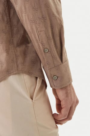 Guess Uzun Kollu Cepli Jakarlı Erkek Bej Gömlek M6GH18W1713-FMAZ